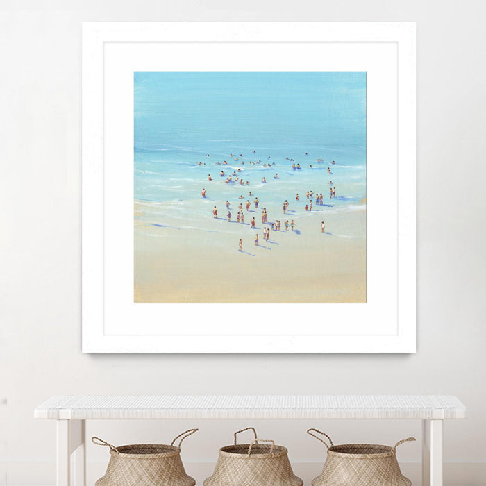 Œuvre d’art murale encadrée blanche et mate « Beach Day Ii » 36 x 36