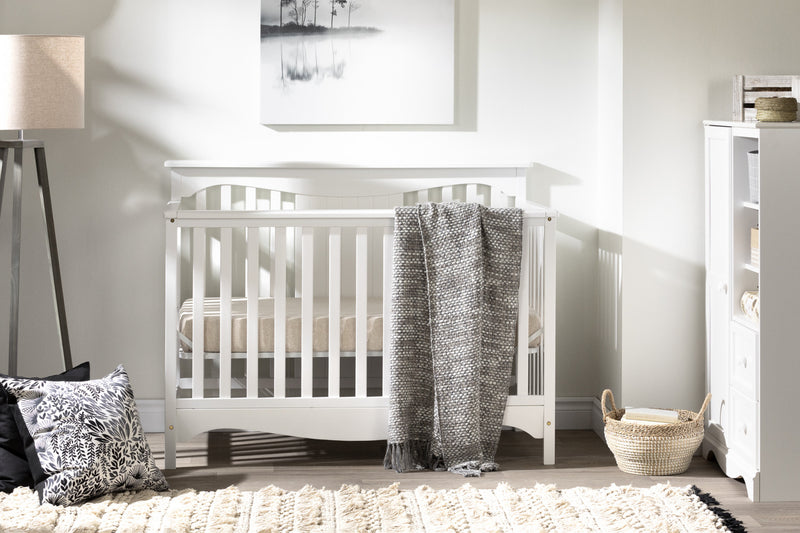 Savannah Lit de bébé avec barrière de transition - Blanc solide