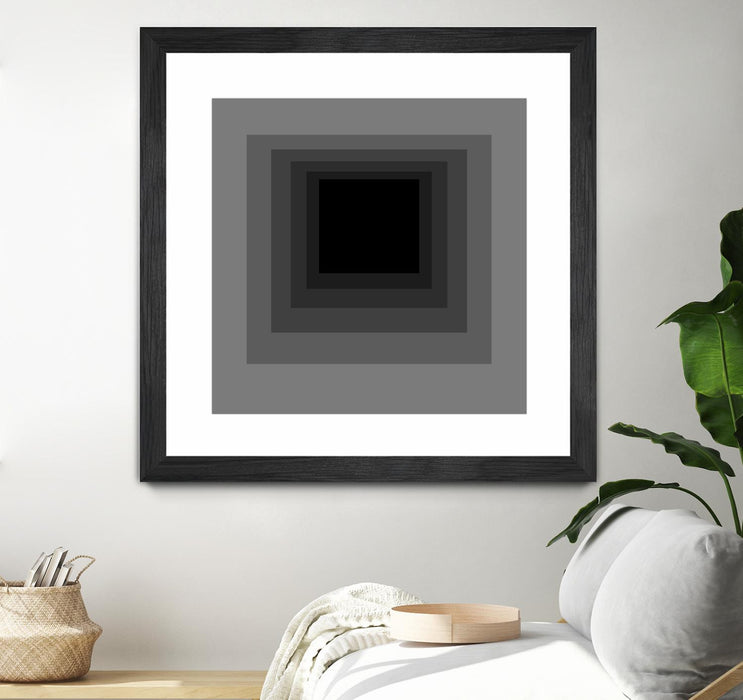 Œuvre d’art murale encadrée noire et mate « After Josef A » 36 x 36