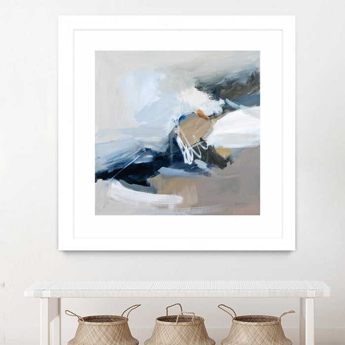 Œuvre d’art murale encadrée blanche et mate « Surfacing » 30 x 30