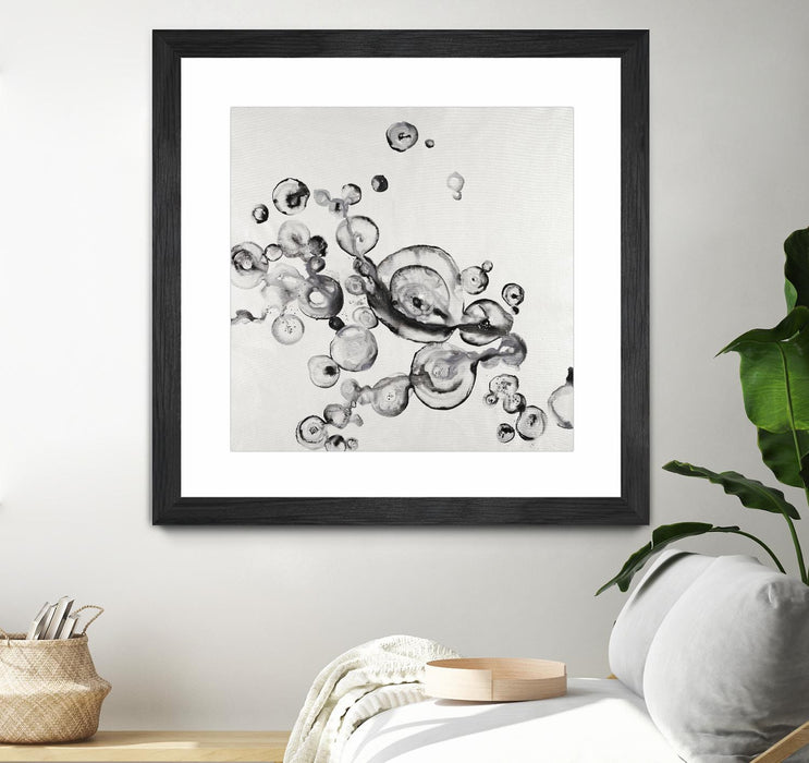 Œuvre d’art murale encadrée noire et mate « Transparent Onyx » 36 x 36