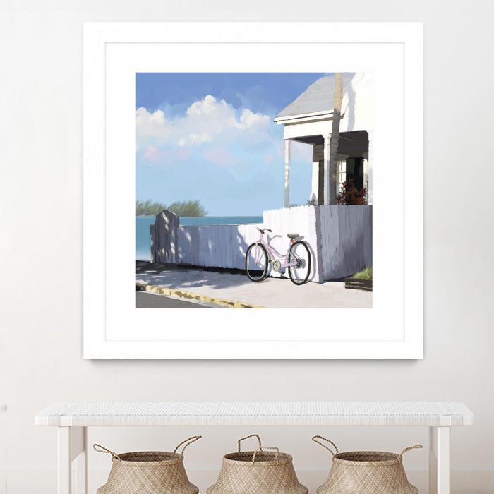 Œuvre d’art murale encadrée blanche et mate « Key West Cabana Ii » 30 x 30