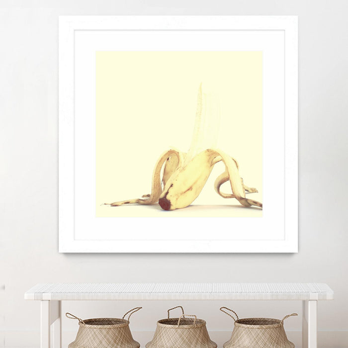 Œuvre d’art murale encadrée blanche et mate « Banada Honey Puff » 30 x 30