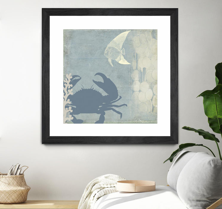 Œuvre d’art murale encadrée noire et mate « Ocean Life Ii » 30 x 30