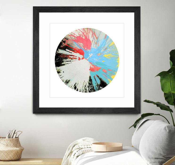 Œuvre d’art murale encadrée noire et mate « Spin Art 10 » 30 x 30