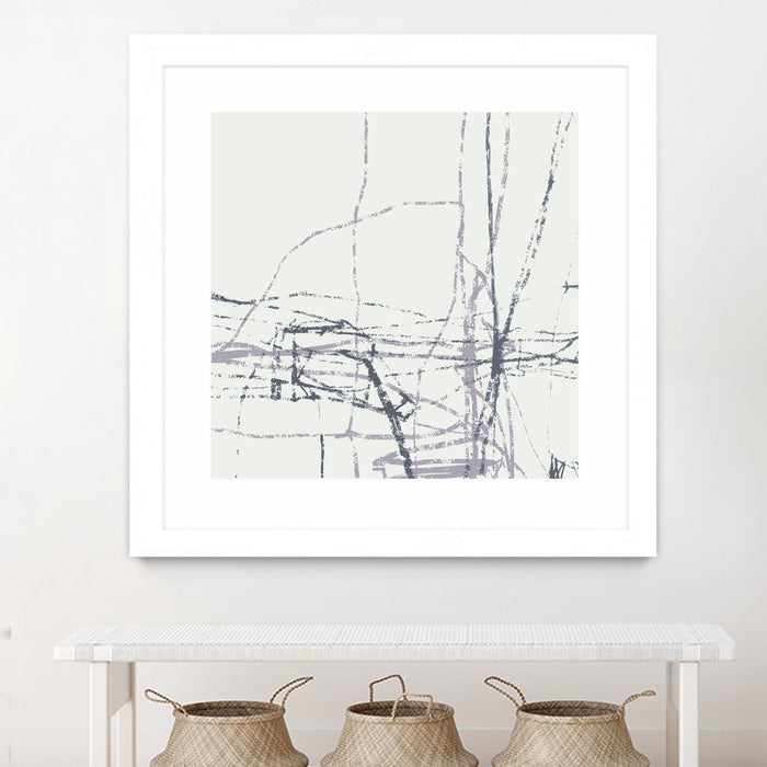 Œuvre d’art murale encadrée blanche et mate « Chalk Doodles H » 30 x 30