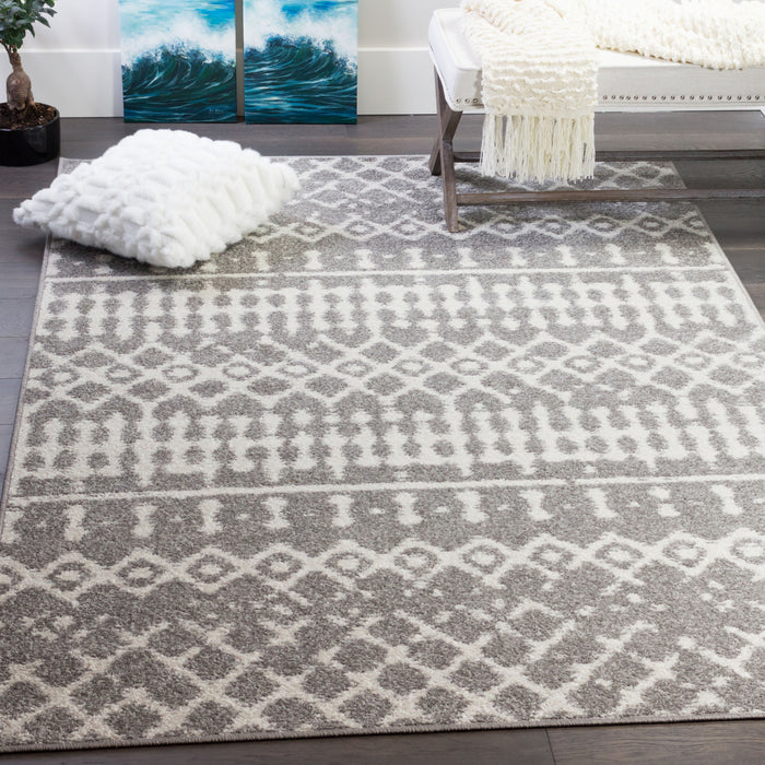 Carpette Lavan grise à motifs marocains 3 x 5
