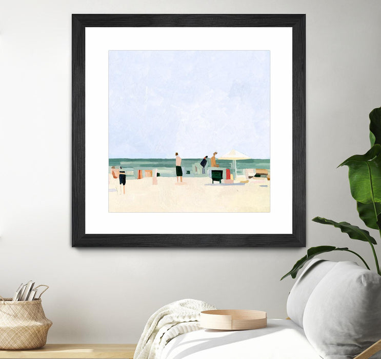 Œuvre d’art murale encadrée noire et mate « Family Vacation I » 36 x 36