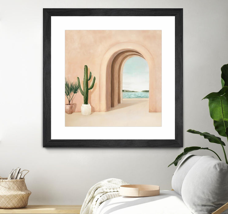 Œuvre d’art murale encadrée noire et mate « Coastal Arch » 30 x 30