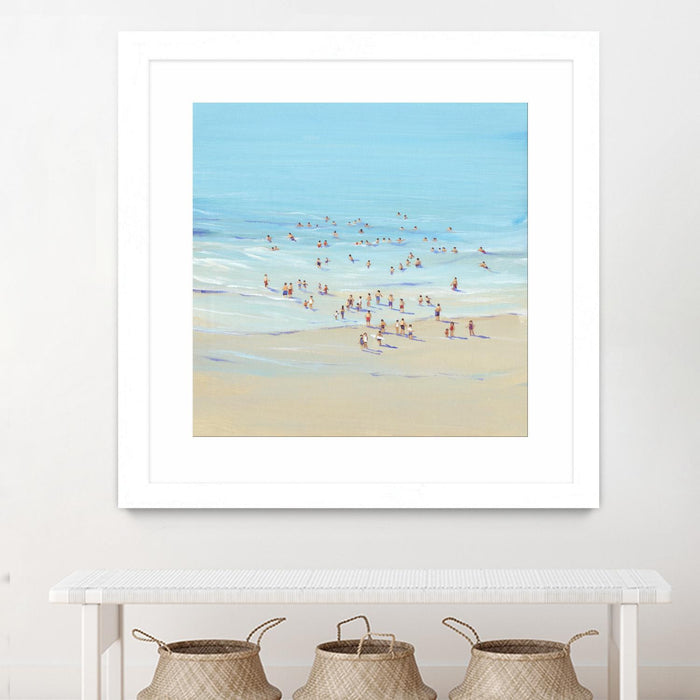 Œuvre d’art murale encadrée blanche et mate « Beach Day I » 36 x 36