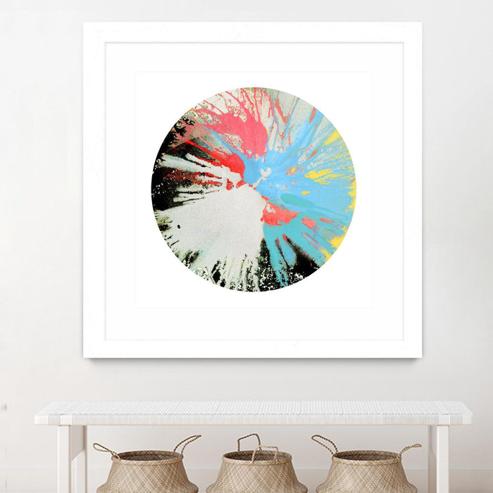 Œuvre d’art murale encadrée blanche et mate « Spin Art 10 » 30 x 30