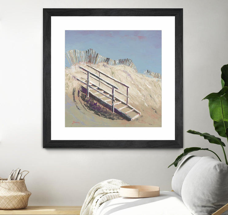 Œuvre d’art murale encadrée noire et mate « Beach Access » 30 x 30