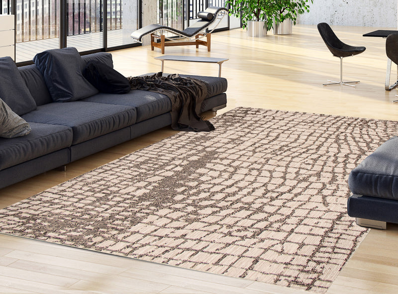 Carpette Sadie Safari argent-noir - 7 pi 10 pox 10 pi 2 po