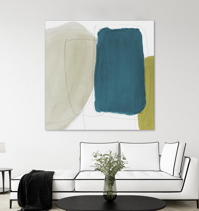 Œuvre d’art murale Giant Art « Beige And Navy Abstract » 72 x 72