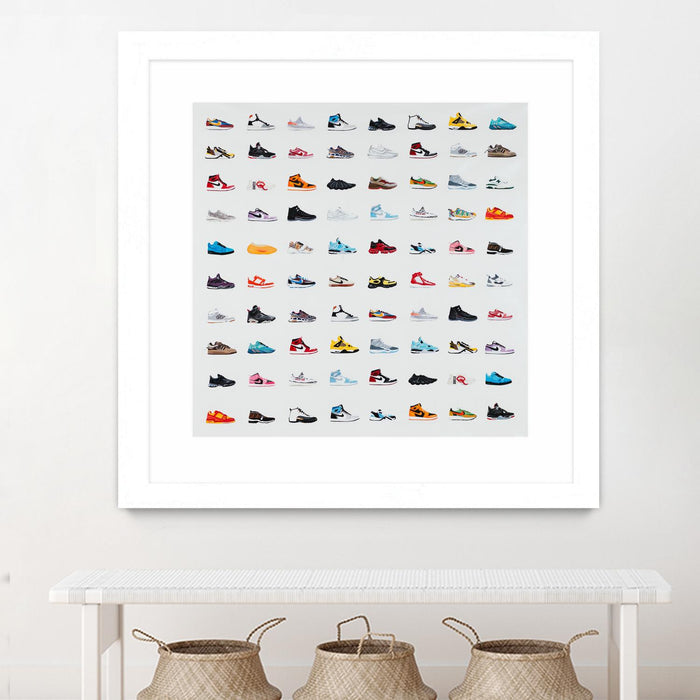 Œuvre d’art murale encadrée blanche et mate « Life Is Short Buy The Shoes » 30 x 30