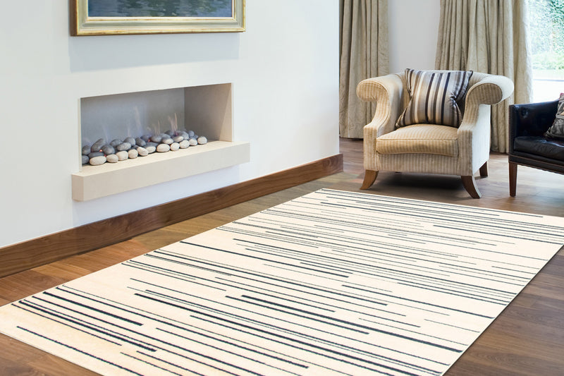 Carpette Faith crème-couleur pétrole - 3 pi 11 pox 5 pi 7 po