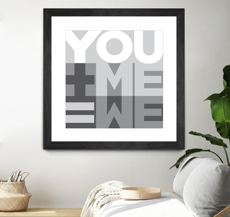 Œuvre d’art murale encadrée noire et mate « You Me We I » 36 x 36