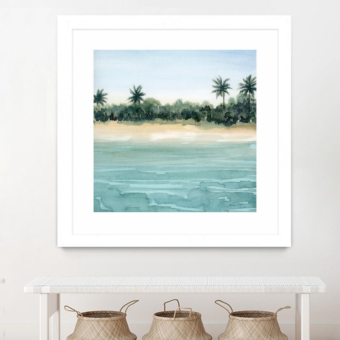 Œuvre d’art murale encadrée blanche et mate « Paradis Ii » 36 x 36