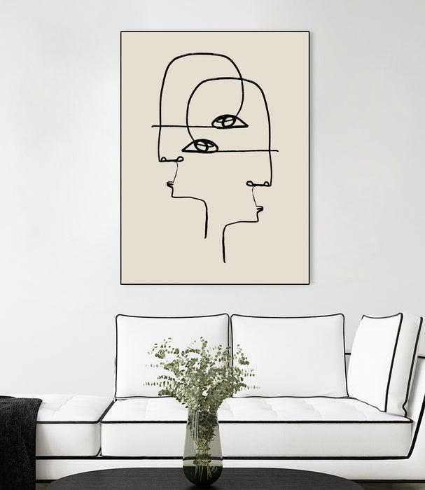 Œuvre d’art murale sur toile encadrée noire « Faces » 18 x 24