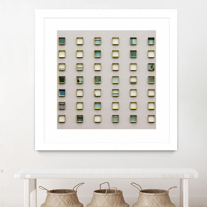 Œuvre d’art murale encadrée blanche et mate « Windows Ii » 30 x 30