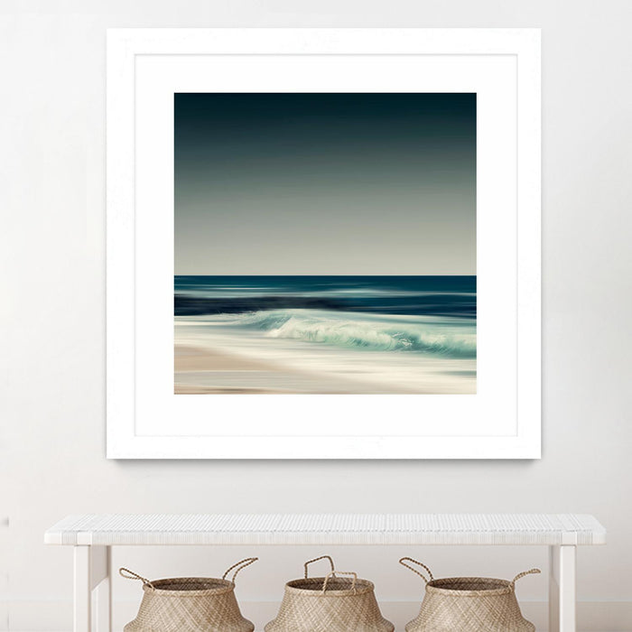 Œuvre d’art murale encadrée blanche et mate « Cristal Surf » 36 x 36