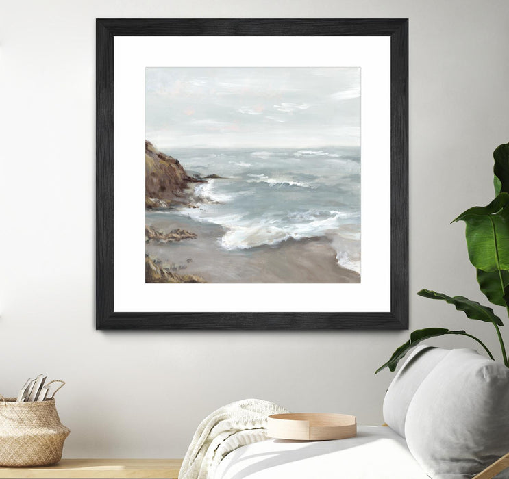 Œuvre d’art murale encadrée noire et mate « Beautiful Bay » 36 x 36