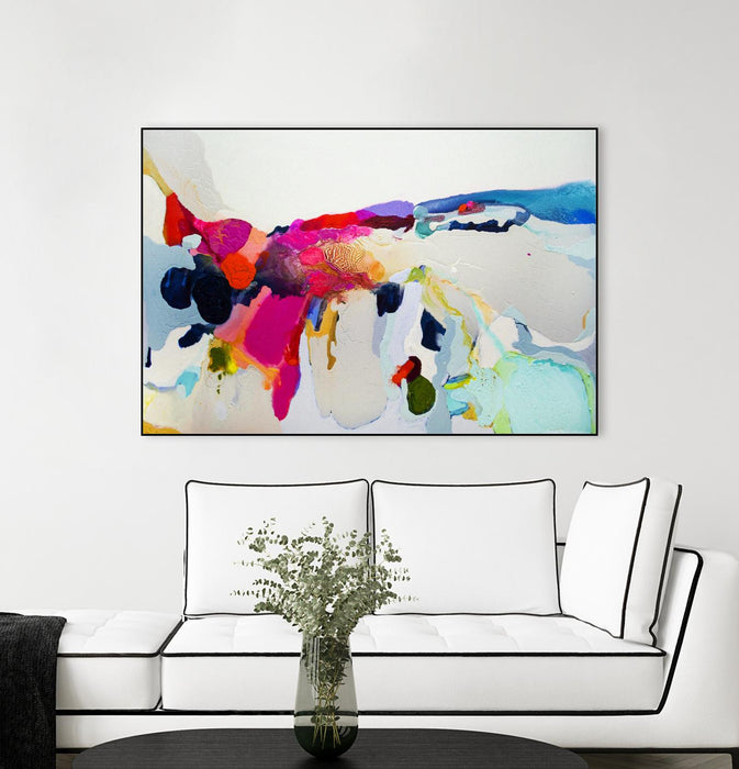 Œuvre d’art murale sur toile encadrée noire « Reach In Out » 24 x 36