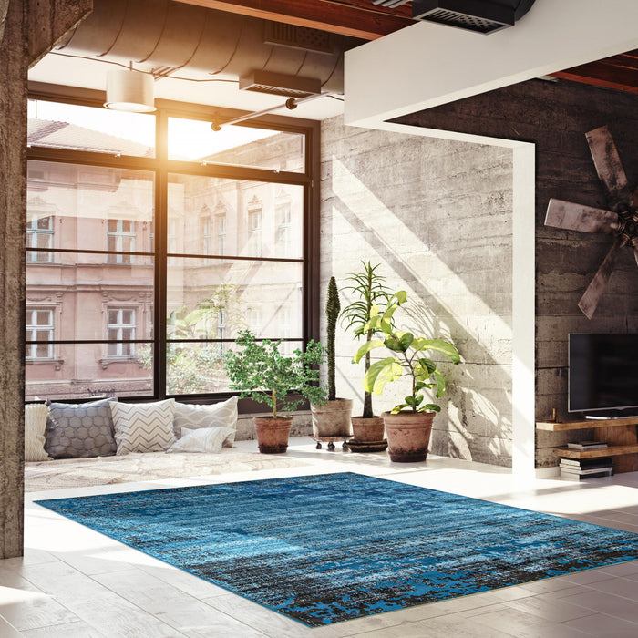 Carpette Janaki bleue 6 pi 7 po x 9 pi 6 po