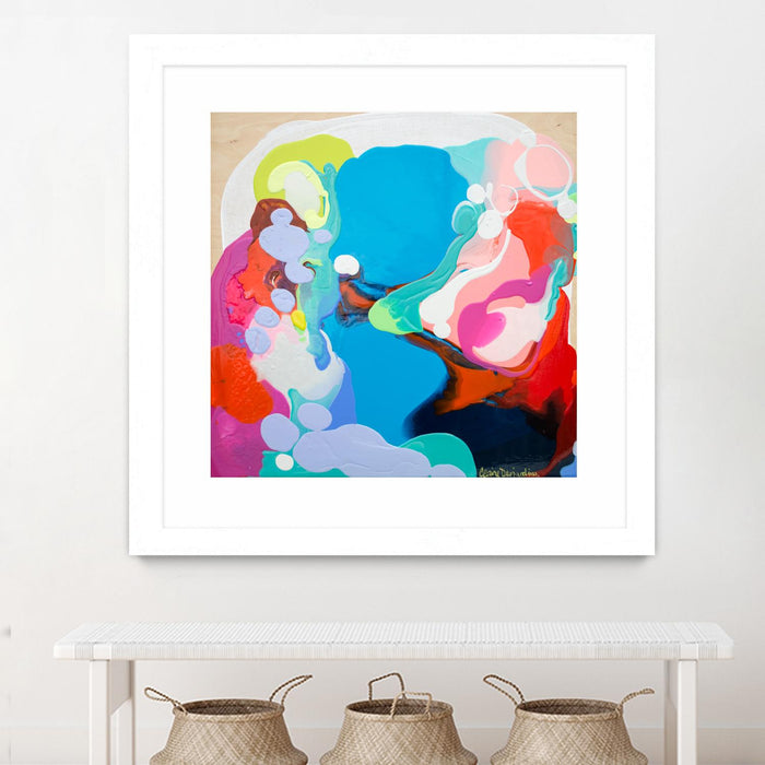 Œuvre d’art murale encadrée blanche et mate « Traveling Back In Time » 30 x 30