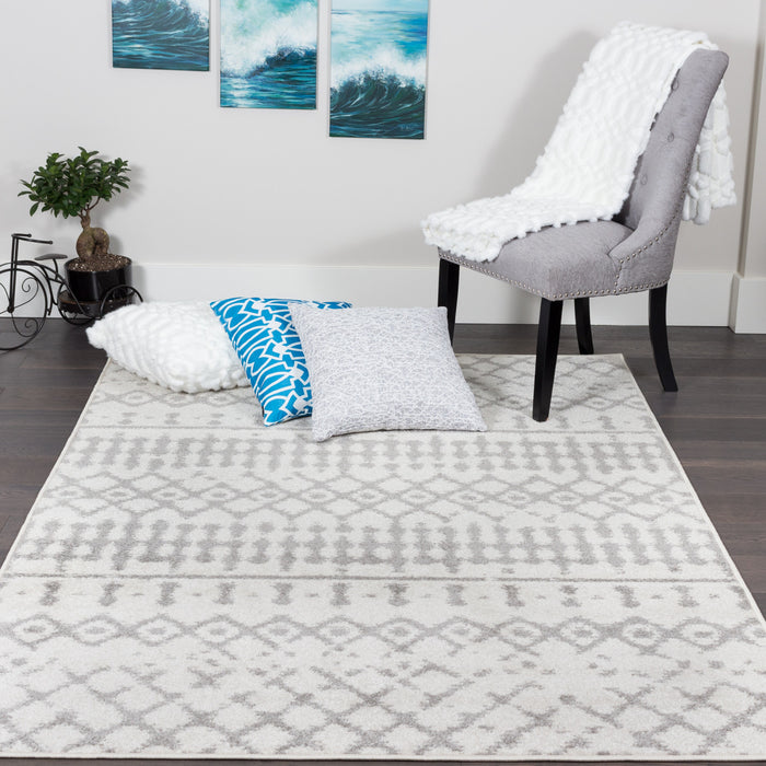 Carpette Lav grise à motifs marocains 4 x 6