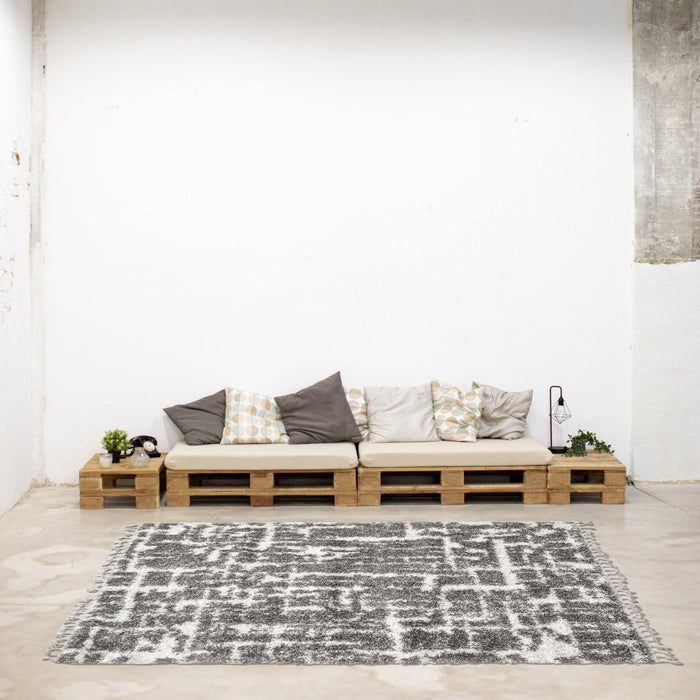 Carpette à poil long Helma Urban gris foncécrème 3 pi 11 po x 5 pi 11 po