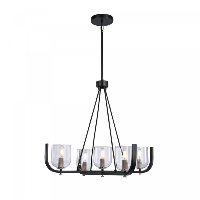 Lustre Cheshire noir et nickel à 5 ampoules