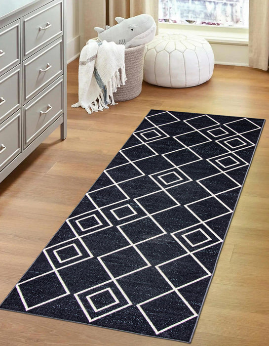 Carpette Kenza bleue lavable à la machine - 2 pi 6 po x 8 pi 0 po