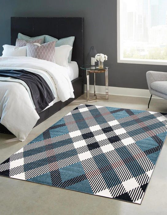 Carpette Kors bleue lavable à la machine - 8 pi 0 po x 10 pi 0 po