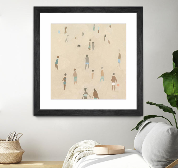 Œuvre d’art murale encadrée noire et mate « Beach Goer Iv » 30 x 30