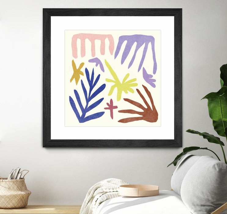 Œuvre d’art murale encadrée noire et mate « Coral Construction Ii » 36 x 36