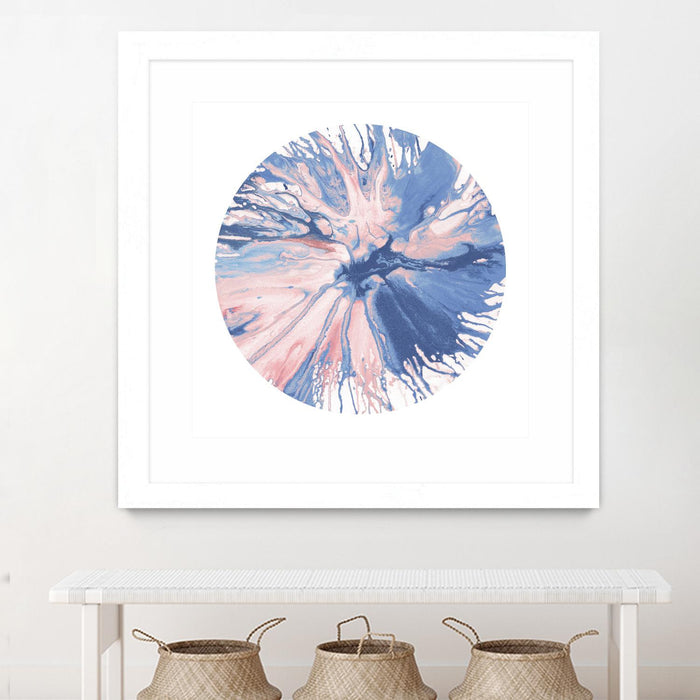 Œuvre d’art murale encadrée blanche et mate « Spin Art 21 » 30 x 30