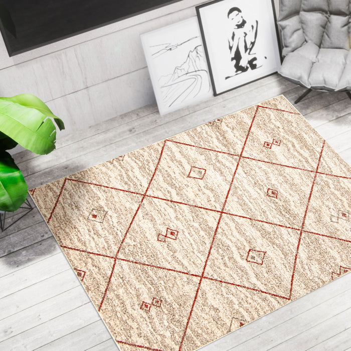 Tapis Grande Ivoire / Rouge 3pi 11 po X 5pi 7po