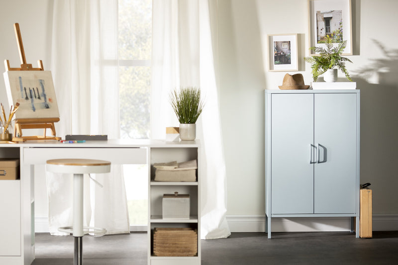 Crea Meuble de rangement avec 2 portes en métal - Bleu