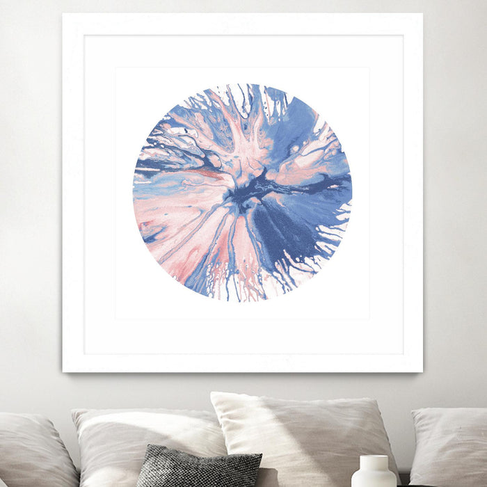 Œuvre d’art murale encadrée blanche et mate « Spin Art 21 » 30 x 30