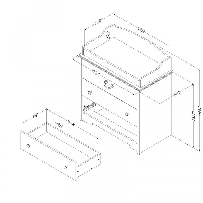Aviron Table à langer avec tiroirs Étroit - Pin bord de mer