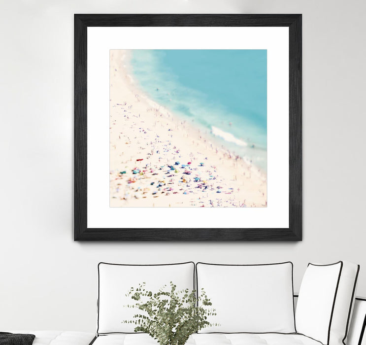 Œuvre d’art murale encadrée noire et mate « Beach Love » 36 x 36