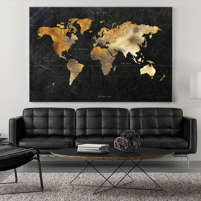 Œuvre d’art murale Giant Art « Dramatic World Map » 84 x 54