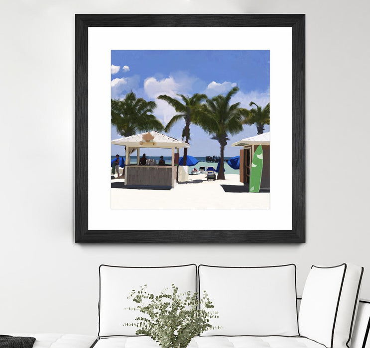 Œuvre d’art murale encadrée noire et mate « Key West Cabana I » 30 x 30