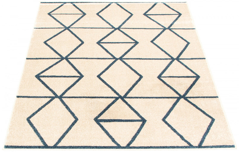 Carpette Anandi ivoire-bleu - 5 pi 3 pox 7 pi 3 po