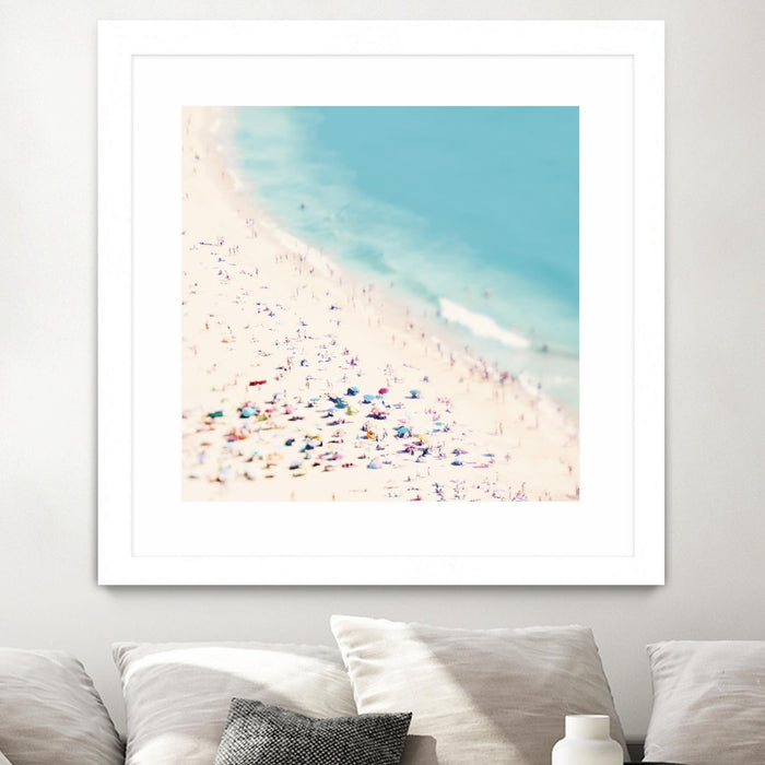 Œuvre d’art murale encadrée blanche et mate « Beach Love » 36 x 36