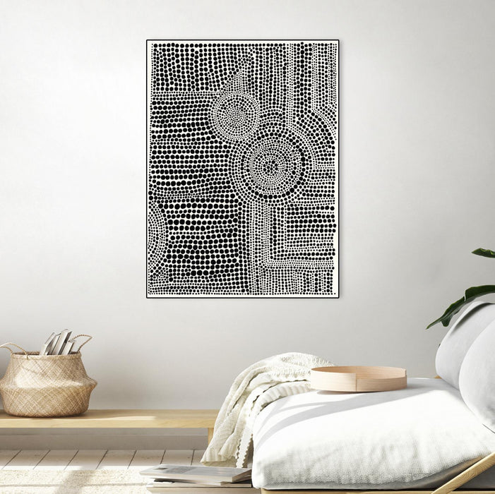Œuvre d'art murale sur toile encadrée noire « Clustered Dots A » 24 x 32