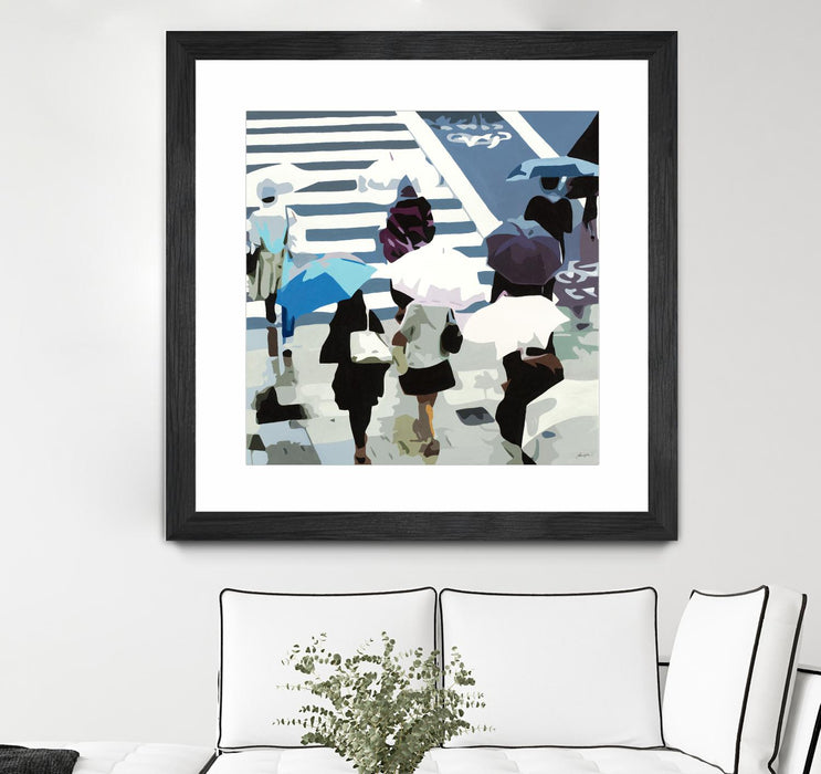 Œuvre d’art murale encadrée noire et mate « April Showers » 36 x 36