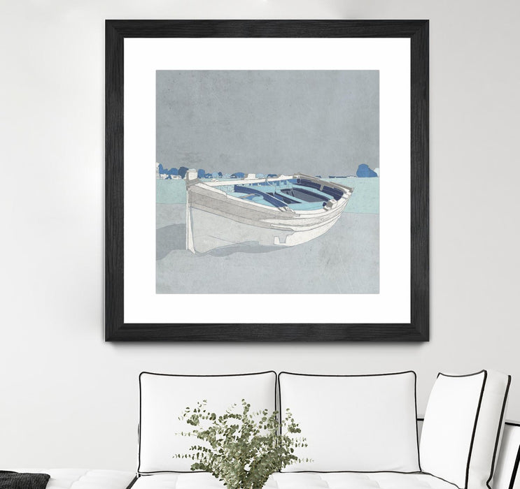 Œuvre d’art murale encadrée noire et mate « Docked Ashore Ii » 30 x 30