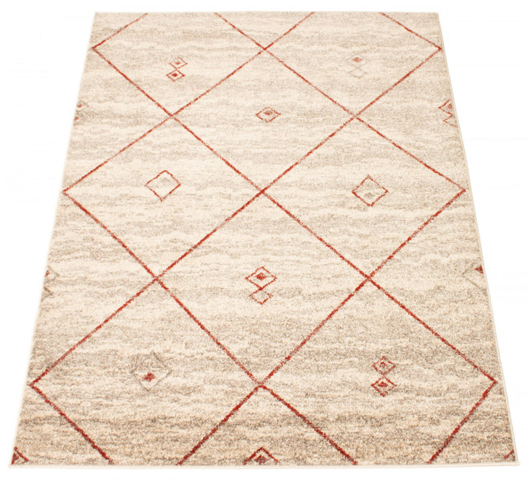 Tapis Grande Ivoire / Rouge 7pi 10 po X 10pi 2po
